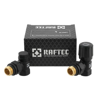 Комплект для подключения радиатора угловой Raftec BLACK 1/2 DKU11-B