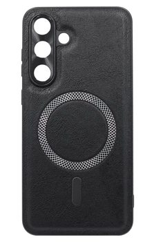 Чохол-накладка Leather Magsafe для Samsung S25 FE Black