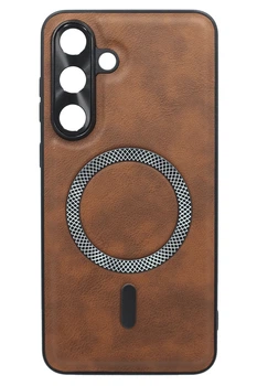 Чохол-накладка Leather Magsafe для Samsung S25 FE Brown