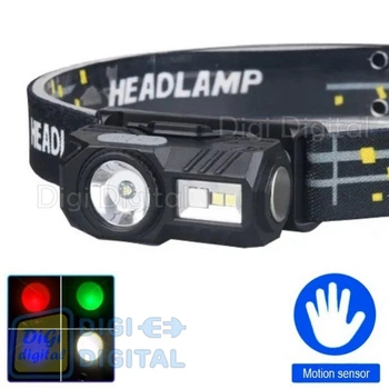 Фонарь налобный T131-XPE+3SMD(Red+Green+Blue+UV), Motion Sensor, Li-Ion аккум, магнит, клипса, ЗУ Type-C