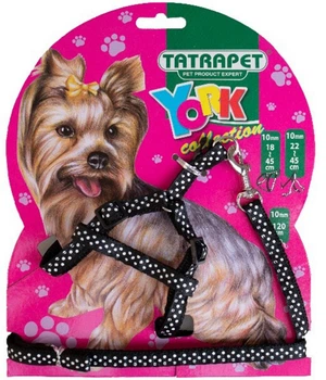 Набор шлея + поводок TATRAPET York нейлон 1х22-45/120 см Черный (8585027986800)
