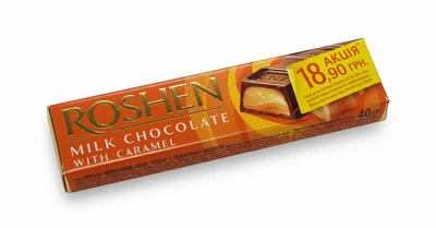 Батончик Roshen молочно-шоколадный с карамельной начинкой, 40 г