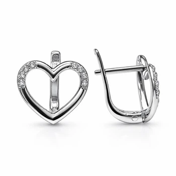 Серьги серебряные Сердце с россыпью Silver Style (21251.12 sku:2300103772087)
