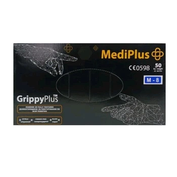 Перчатки нитриловые GrippyPlus черные MediPlus 50 шт М (2082)