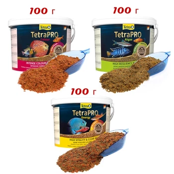 Набір фасованих кормів для акваріумних рибок Tetra "TriplePRO" (3 види чіпсів серії PRO) - 300 г