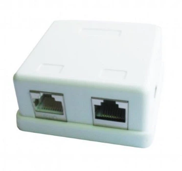 Розетка RJ45 (сетевая), 2-портовая FTP, белая, 5E категория, Cablexpert (NCAC-HS-SMB2)