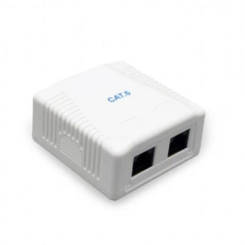 Розетка RJ45 (сетевая), 2-портовая FTP, белая, 6E категория, Cablexpert (NCAC-2F6-01)