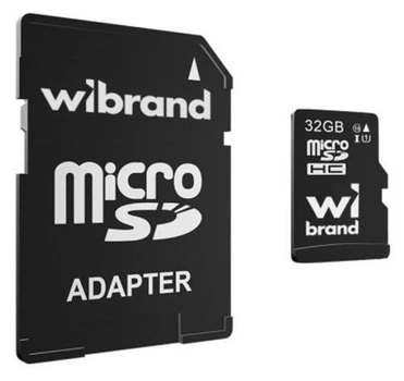 Карта пам'яті microSDHC, 32Gb, Wibrand, Class10 UHS-I U1, адаптер SD (WICDHU1/32GB-A)