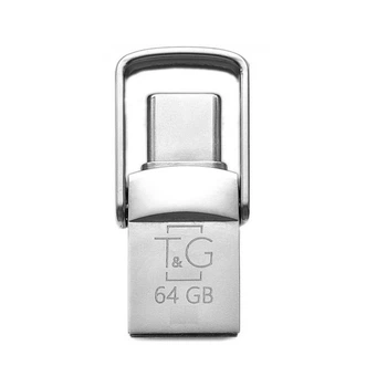 Флеш накопитель USB 64Gb T G Metal TG104, серебристый, Type-C / USB 2.0 (TG104TC-64G)