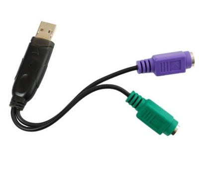 Перехідник USB Dynamode, чорний, USB 2.0 – 2 x PS/2, 15 см