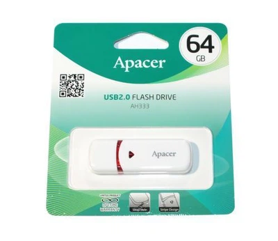 Флеш накопичувач USB 64Gb Apacer AH333, білий, USB 2.0 (AP64GAH333W-1)
