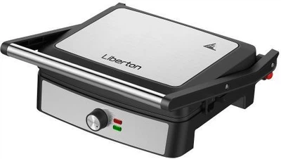 Электрогриль Liberton LPG-1402, Inox/черный, 2200W, закрытый (двусторонний), индикатор готовности пищи, регулятор температуры,
