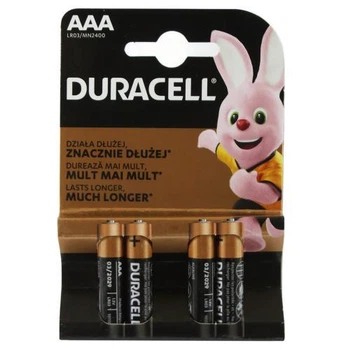 Батарейка AAA (LR03), лужна, Duracell Duralock Basic, 4шт, 1.5V, (MN2400 4BL)