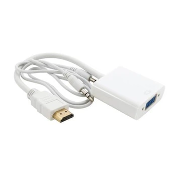 Переходник HDMI (M) - VGA (F), Extradigital, белый, 15 см, 3.5 мм для передачи звука (KBH1645)