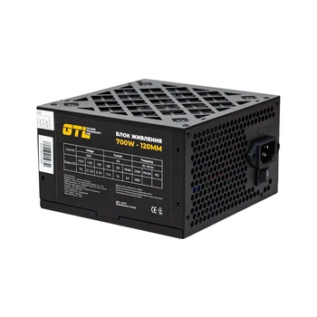 Блок живлення 700 Вт, GTL, чорний, 120 мм, 2xMolex/3xSATA/1x6+2-pin/1x4+4-pin/1x24-pin, захист SCP/OCP/OVP/UVP,