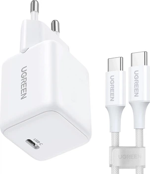 Ładowarka sieciowa Ugreen Nexode N Series X513 30W GaN 1x USB-C + kabel USB-C 1 m White (6941876260133)