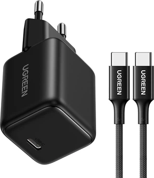 Ładowarka sieciowa Ugreen Nexode N Series X513 30W GaN 1x USB-C + kabel USB-C 1 m Black (6941876260126)