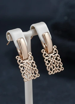 Сережки жіночі з ажурними прямокутниками Fashion Jewelry Золотисті 19964