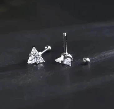 Лабрет с треугольным камнем для пирсинга Asteel L030345 медицинская сталь
