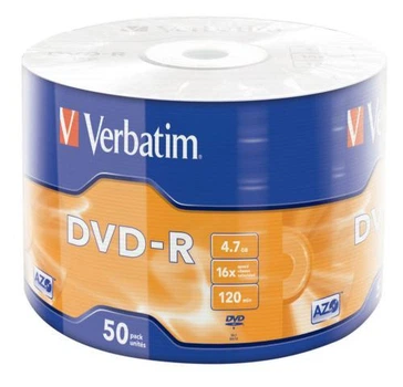 Диск DVD-R 50 Verbatim, 4.7Gb, 16x, Wrap (43788)