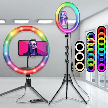 Кільцева лампа 30 см RGB cвітлодіодна зі штативом 210 см Ring Fill Light LED