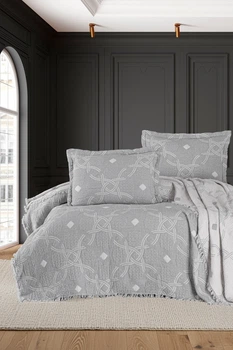 Муслиновое покрывало с наволочками First Choice Blooming 240 х 260 см Montela Grey