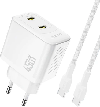 Мережевий зарядний пристрій Dudao A28PCEU 2 x USB-C 45W White (6976625334308)
