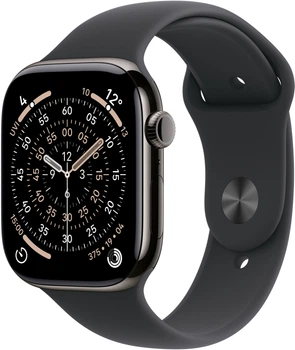 Смарт-годинник Apple Watch Series 11 GPS + Cellular 42mm Slate Titanium Case with Black Sport Band - M/L (MF8T4)