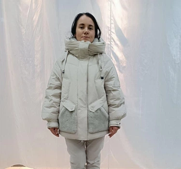 Зимний женский пуховик Towmy TM-BE-A008 Бежевый, 2XL