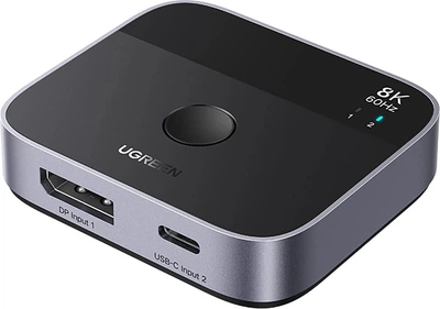 Сплітер Ugreen AW701 2in1 DisplayPort/USB-C to USB-C Switch Gray (6941876268788)