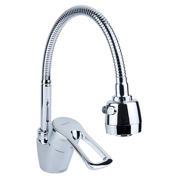 Смеситель для кухни кухонный гофрированный гусак ML Ø40 на гайке AQUATICA ML-4B644C (9746120) (OPT-6491)