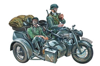Збірна модель 1:35 мотоцикл Zundapp KS750 з коляскою Italeri 0317