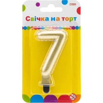 Свеча Maxi золотиста двостороння "7" у вигляді надувної кульки висотою 7,62 см (MX622095G-7)