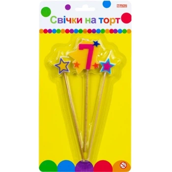 Свеча Maxi Stars "7" висотою 4,5 см, 3 шт. (MX620080-7)