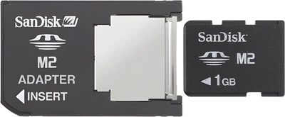 Карта пам'яті SanDisk Memory Stick Micro (M2) 1GB + MS Pro Duo-адаптер (SDMSM2-1024-E11M)