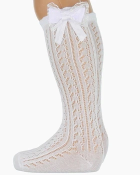 Нарядные гольфы для девочки Katamino ажурные с бантами Белые 32-34 / 9-10 лет