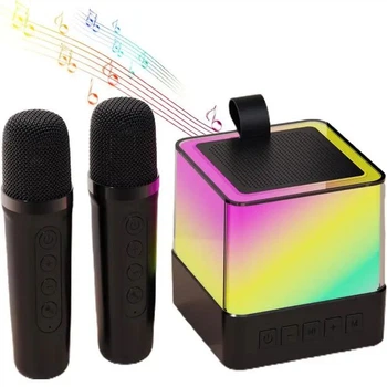 Портативна Bluetooth колонка K18 10 Вт з 2 мікрофонами, караоке, RGB LED-підсвічуванням, Bluetooth 5.1, FM, USB, TF-картою та AUX для музики