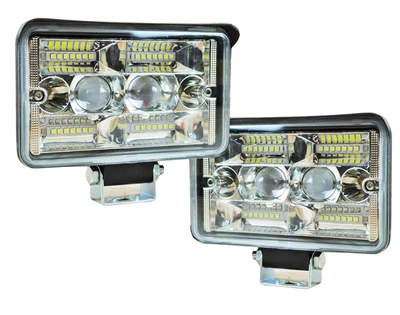 Прямоугольные LED фары, комплект 2шт 104W 12-24V (15,5см х 9см х 5см) (ближний + дальний + желтый свет)