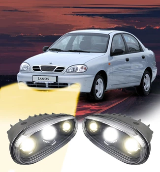 Противотуманные Лазерные фары LED 70W Daewoo Lanos\Sens на Ланос и Сенс. Алюминий четкий граница желтый + белый два режима