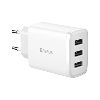Зарядное устройство Baseus Compact Charger 3xUSB 17W White (CCXJ020102)
