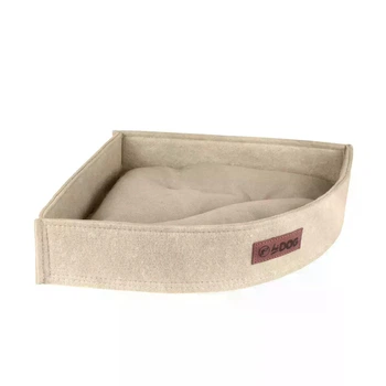 Кутовий лежак для собаки та кота з бортиком HiDOG 35×35×60×9 см, м’яке спальне місце для тварин, бежевий (арт. 3691)