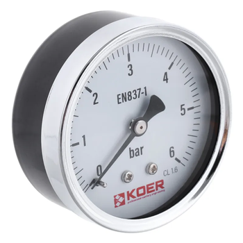 Манометр осьовий KOER KM.611A D 63мм (0-6 bar) 1/4''-1/2'' (KR2901)
