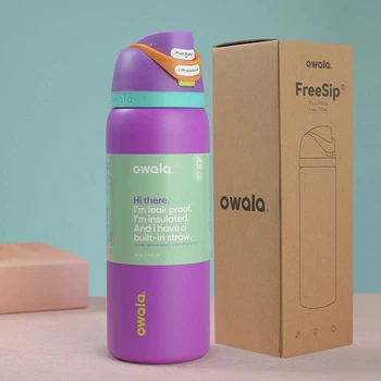 Термобутылка для воды термос purple Owala Freesip 950 мл из нержавеющей стали туристическая бутылка с крышкой