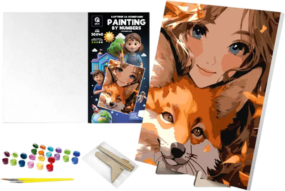 Zestaw do malowania po numerach qbee Pokrewne dusze z drewnianą podstawką 30x40 cm (900-068)