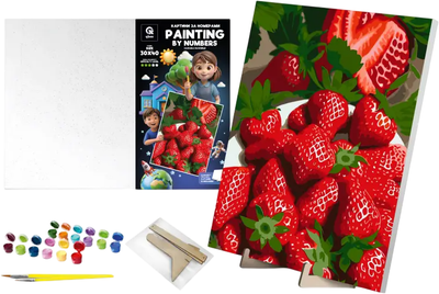 Zestaw do malowania po numerach qbee Słodka truskawka z drewnianą podstawką 30x40 cm (900-069)