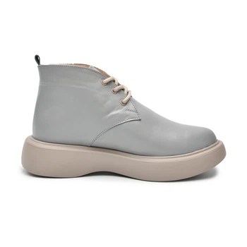 Женские кожаные ботинки низкие ITstyle Серые 37 24.3 см (7001/ХЗ)