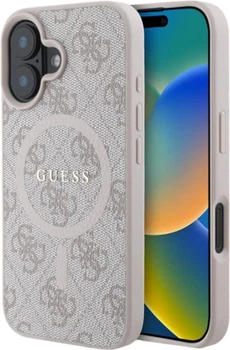 Панель Guess 4G Collection Leather Metal Logo MagSafe для Apple iPhone 16 Pink (GUHMP16SG4GFRP)