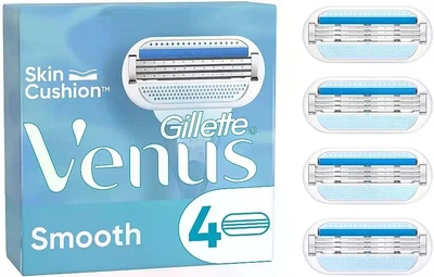 Сменные лезвия (кассеты) для бритья женские Gillette Venus Smooth 4 шт в упаковке (45490990)