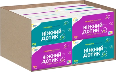 Упаковка паперових серветок Ніжний дотик 2 шари 150 шт х 20 пачок (4820183971449)