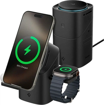 Ładowarka bezprzewodowa Spigen Essential EF223MS 3-in-1 QI2 15 W Black (8800283303773)